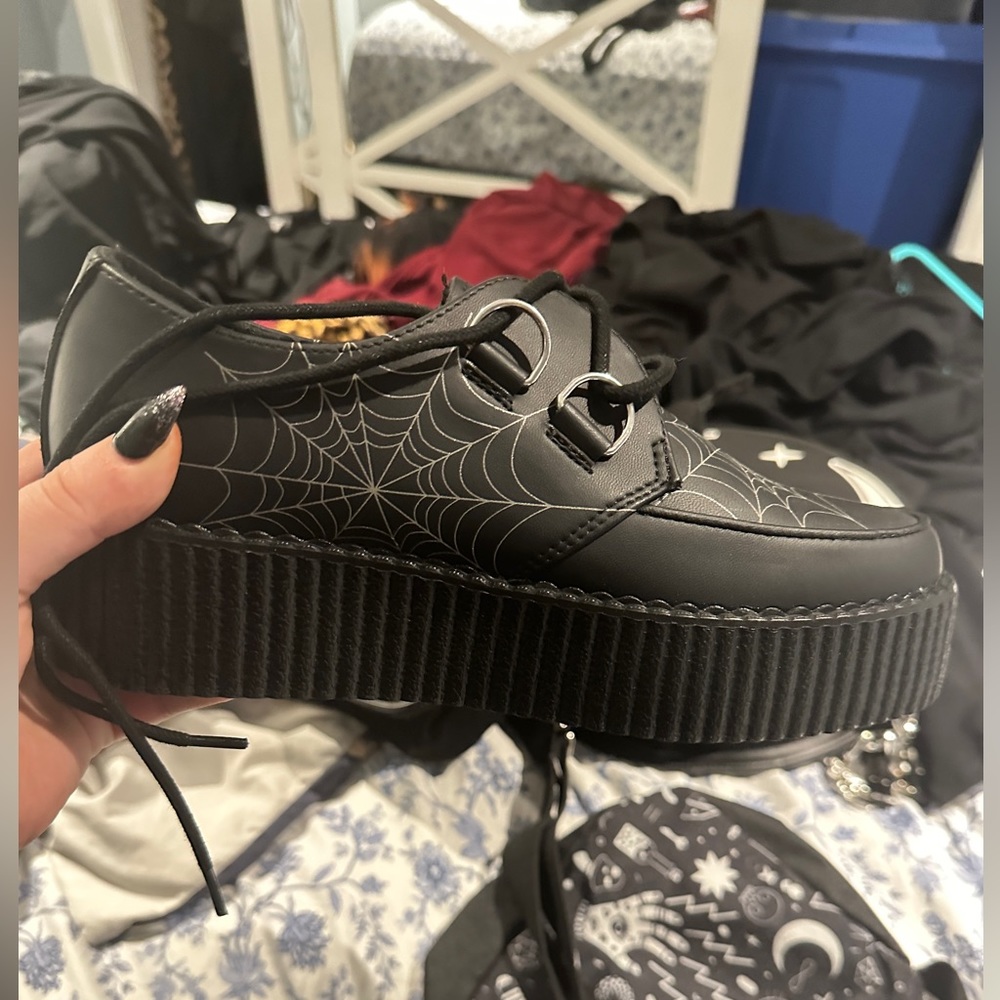 Brand new never worn tuk creepers / platforms with spider webs